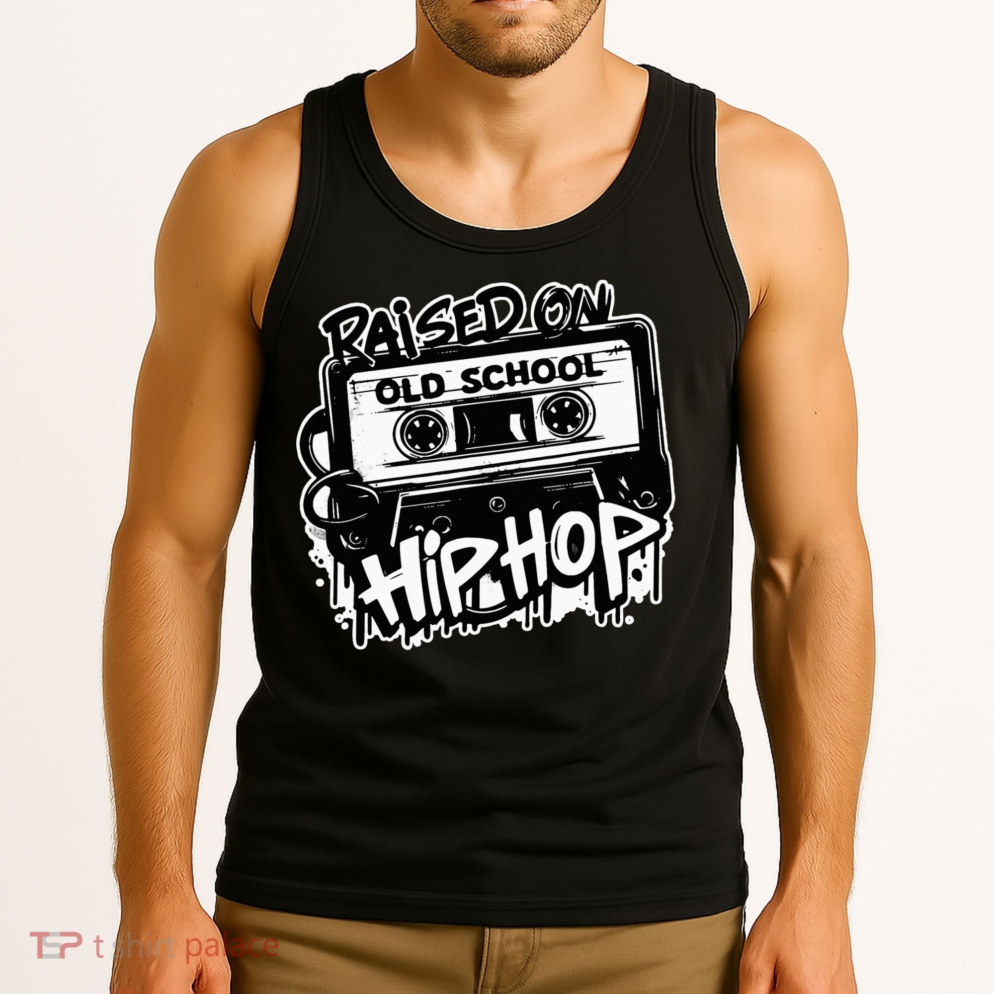Raised On Old School Hip Hop Anniversary Cassette Graffiti Tank Top
