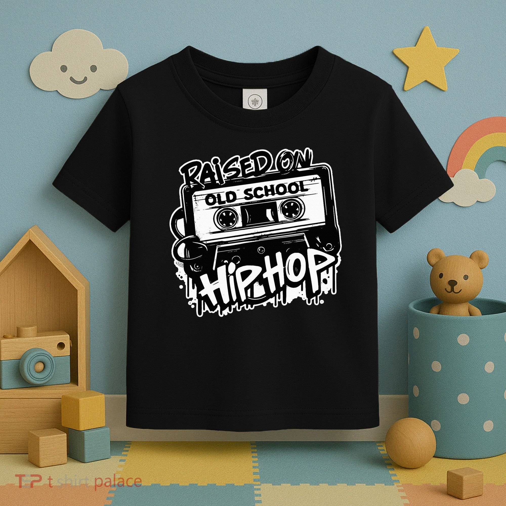Raised On Old School Hip Hop Anniversary Cassette Graffiti Toddler T-Shirt