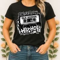 Raised On Old School Hip Hop Anniversary Cassette Graffiti Women's T-Shirt thumb 2