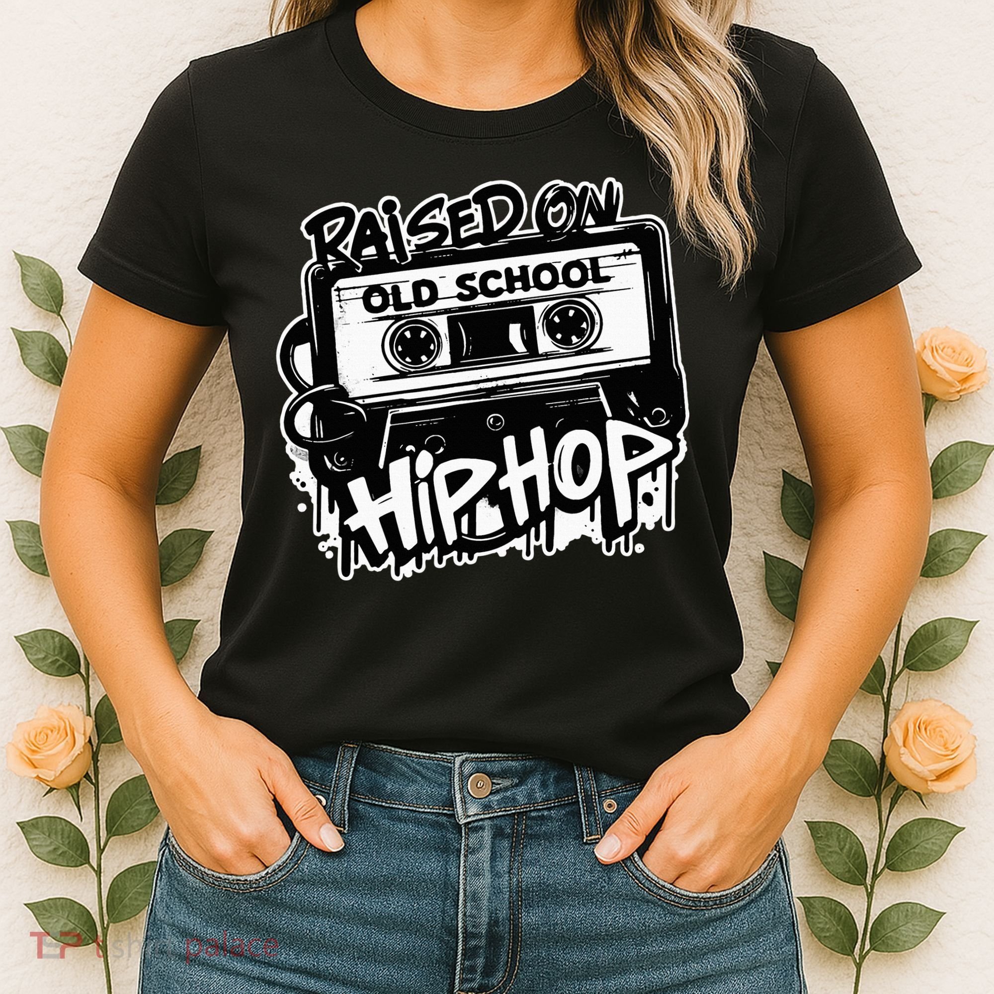 Raised On Old School Hip Hop Anniversary Cassette Graffiti Women's T-Shirt