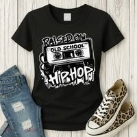 Raised On Old School Hip Hop Anniversary Cassette Graffiti Women's T-Shirt thumb 3
