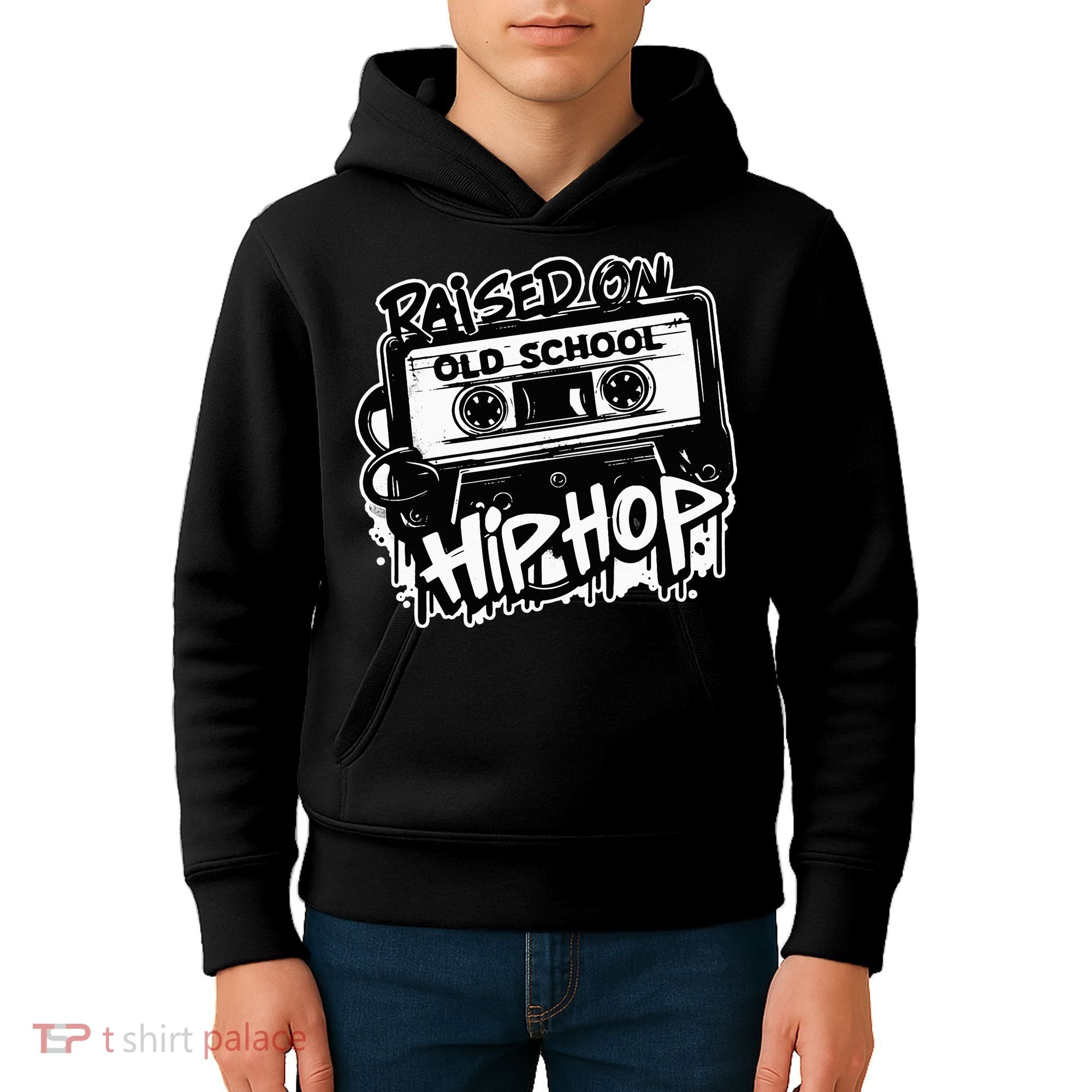 Raised On Old School Hip Hop Anniversary Cassette Graffiti Kids Hoodie