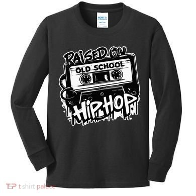 Raised On Old School Hip Hop Anniversary Cassette Graffiti Kids Long Sleeve Shirt