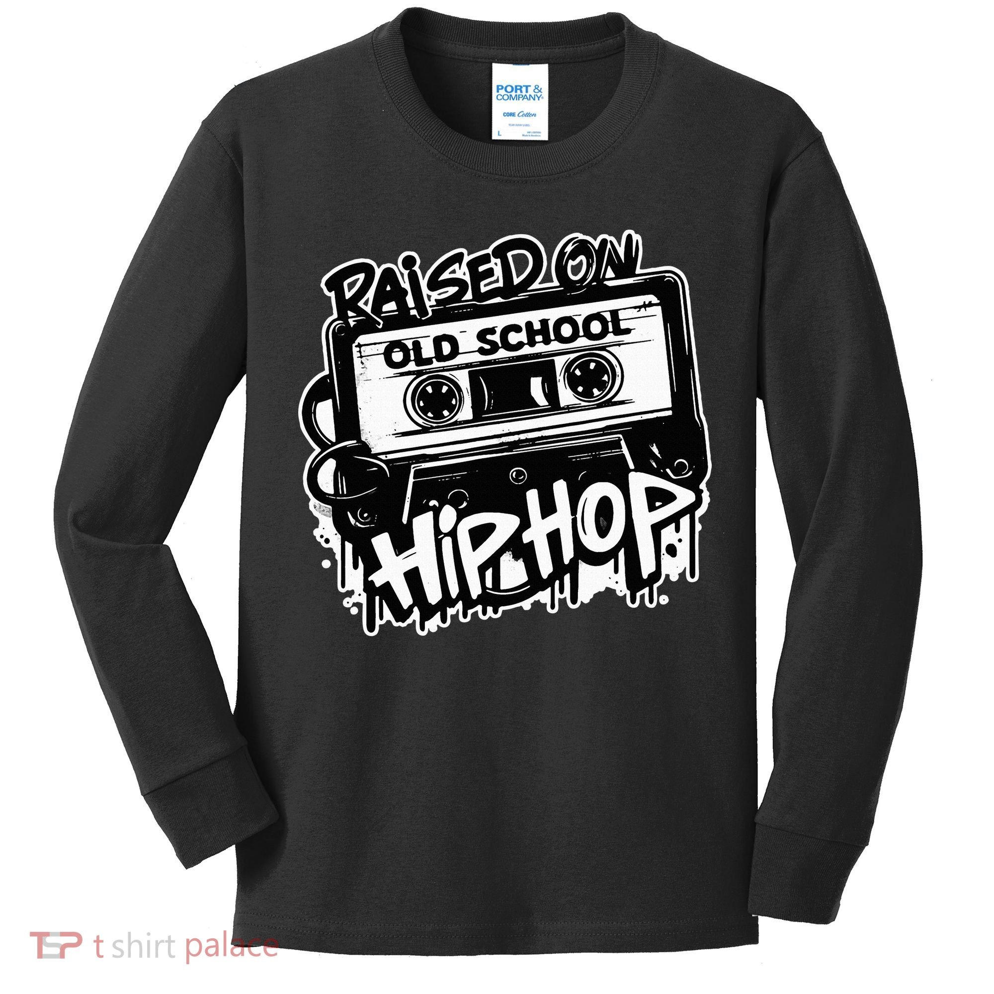 Raised On Old School Hip Hop Anniversary Cassette Graffiti Kids Long Sleeve Shirt
