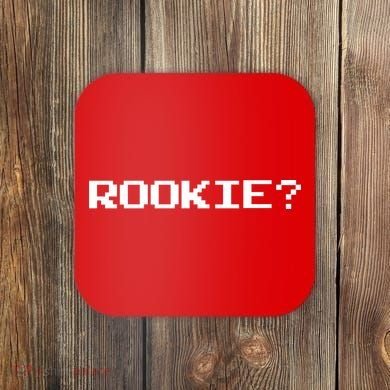 Rookie? Retro Video Game Pixel Basketball Logo Coaster