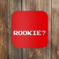 Rookie? Retro Video Game Pixel Basketball Logo Coaster thumb 0