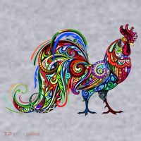 Rooster Trippy Cockerel Cock Women's Racerback Cropped Tank thumb 2