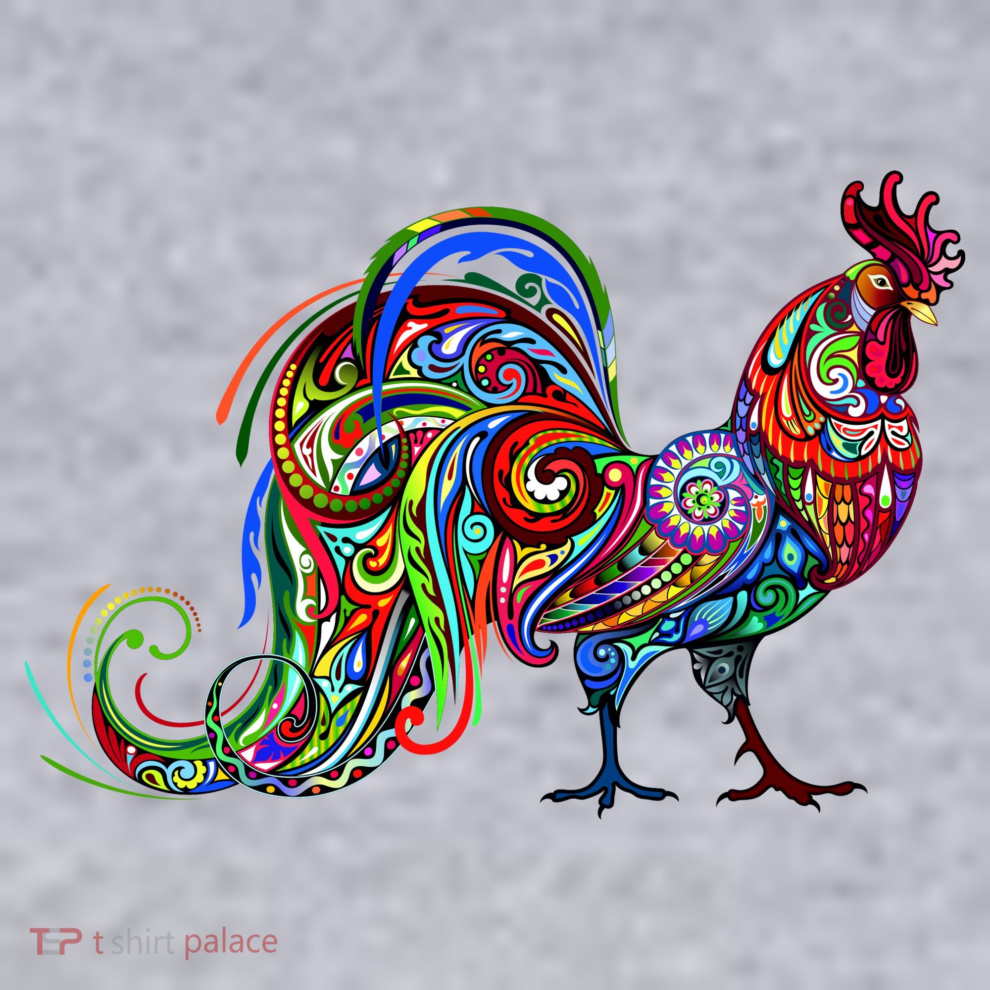 Rooster Trippy Cockerel Cock Women's Racerback Cropped Tank