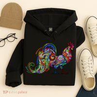 Rooster Trippy Cockerel Cock Hoodie thumb 4