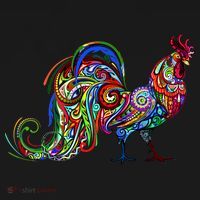 Rooster Trippy Cockerel Cock Long Sleeve Shirt thumb 2