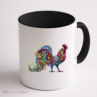 Rooster Trippy Cockerel Cock Coffee Mug back