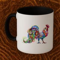 Rooster Trippy Cockerel Cock Coffee Mug thumb 2