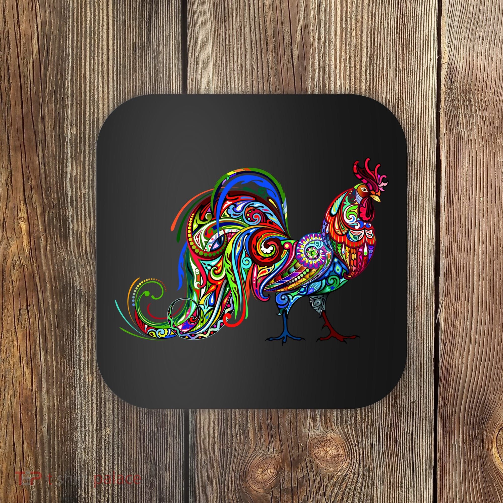 Rooster Trippy Cockerel Cock Coaster