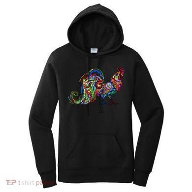 Rooster Trippy Cockerel Cock Women's Hoodie