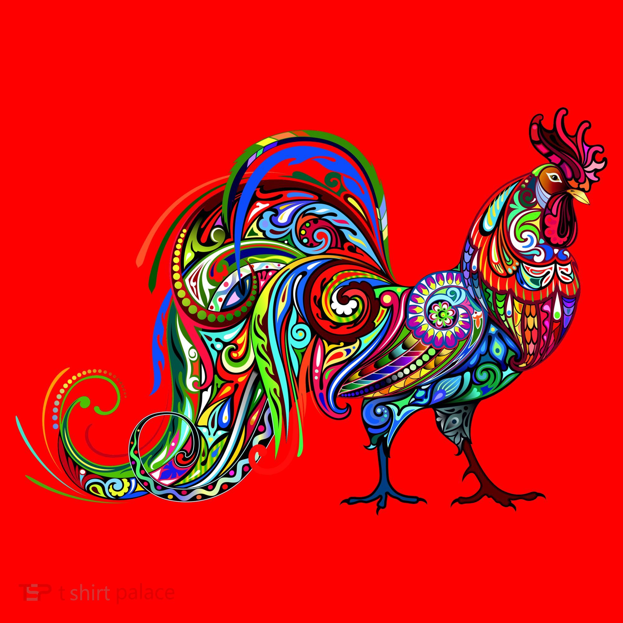 Rooster Trippy Cockerel Cock Santa Hat
