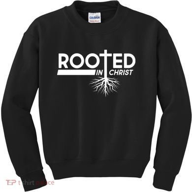 Rooted In Christ Tree Roots Kids Sweatshirt