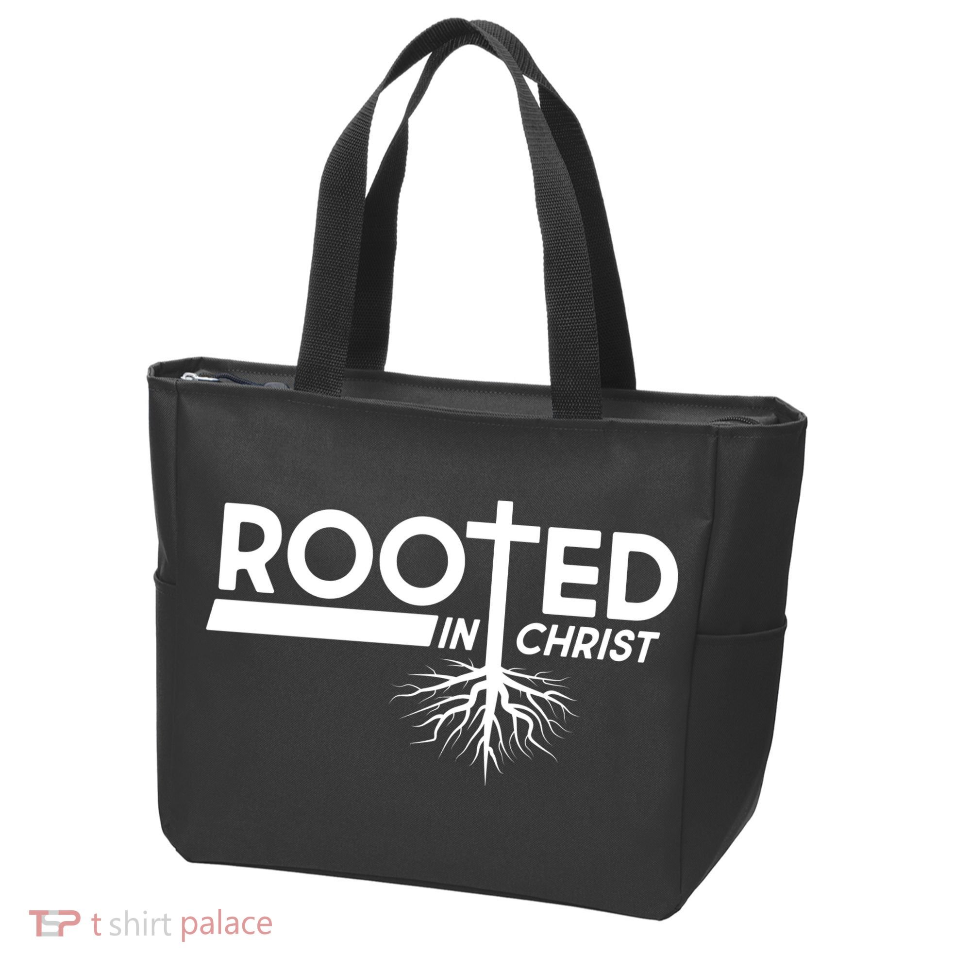 Rooted In Christ Tree Roots Tote Bag