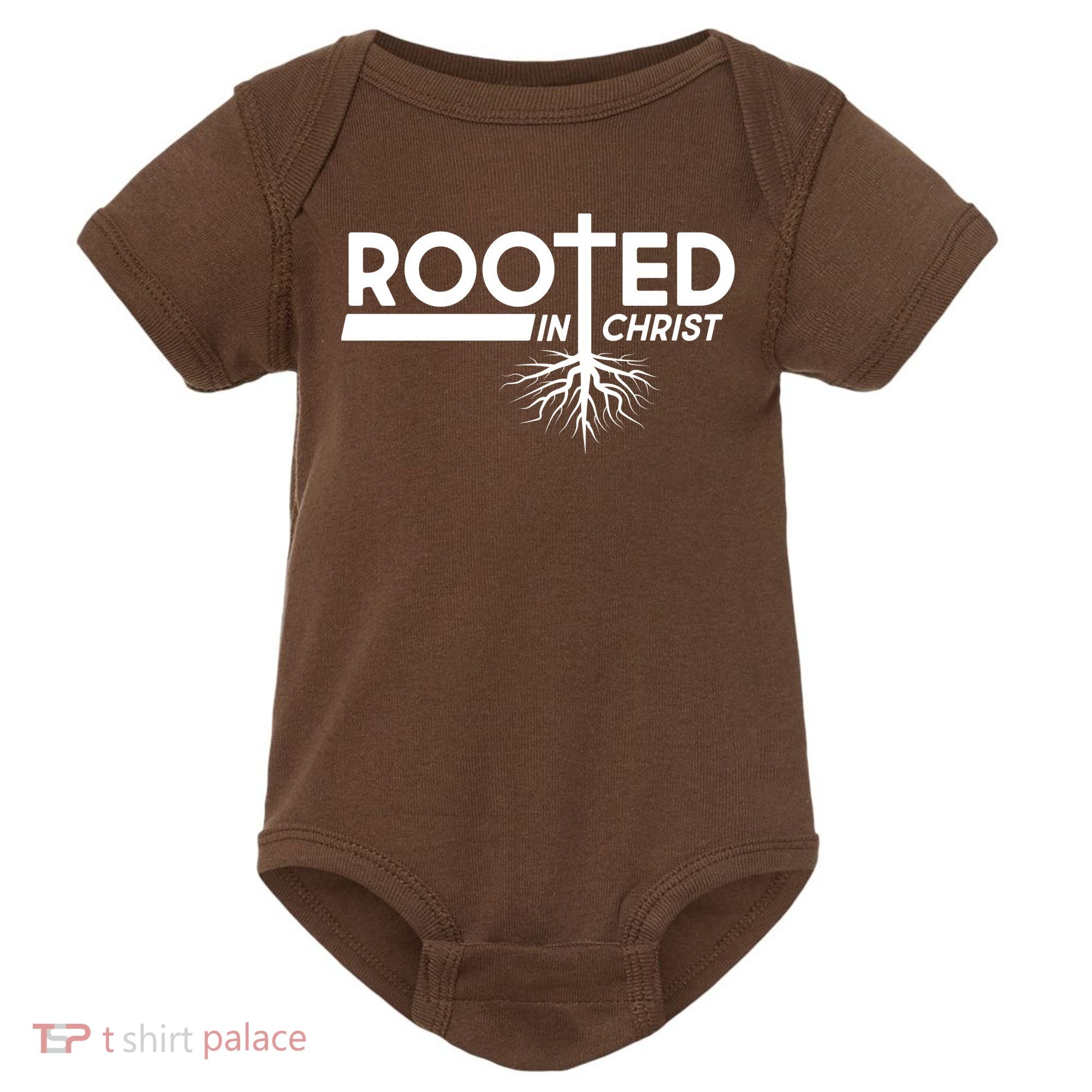 Rooted In Christ Tree Roots Baby Bodysuit