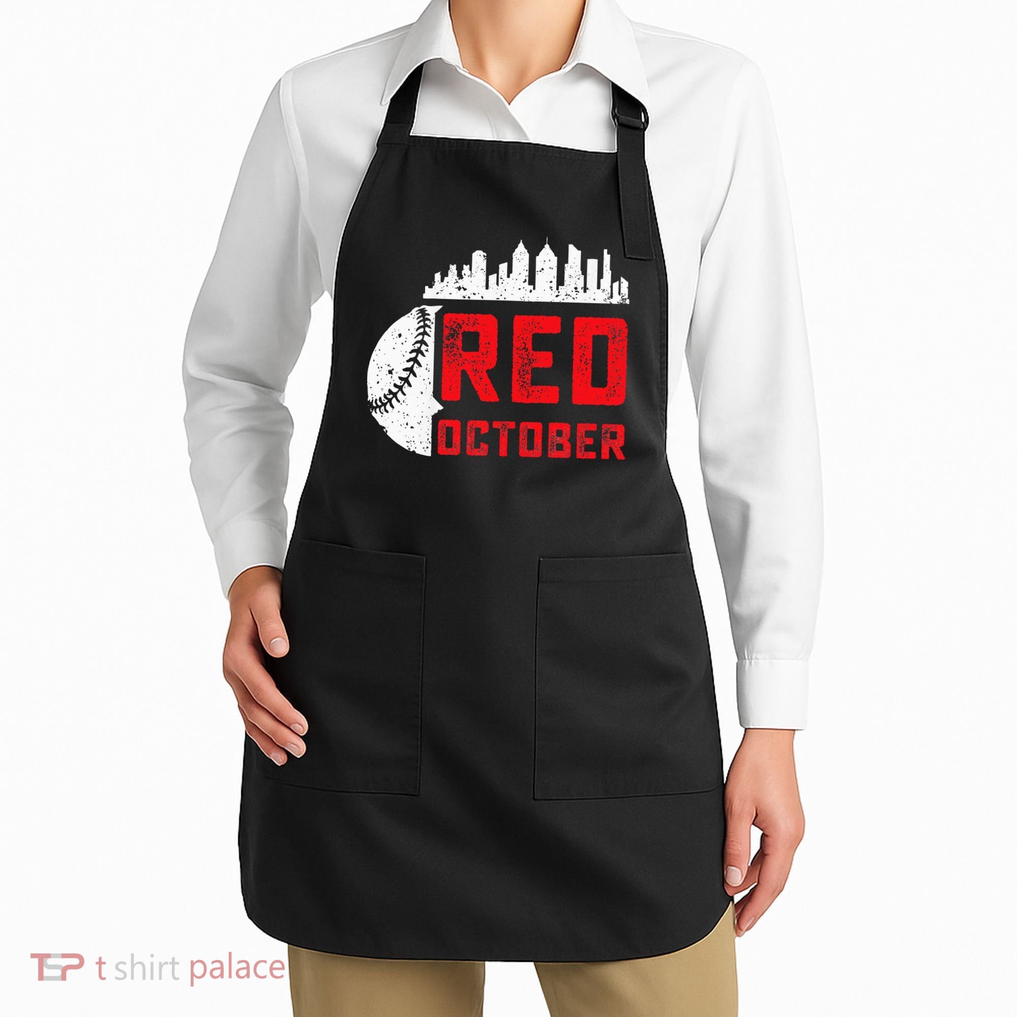 Red October Philly Philadelphia Baseball Retro Skyline Apron