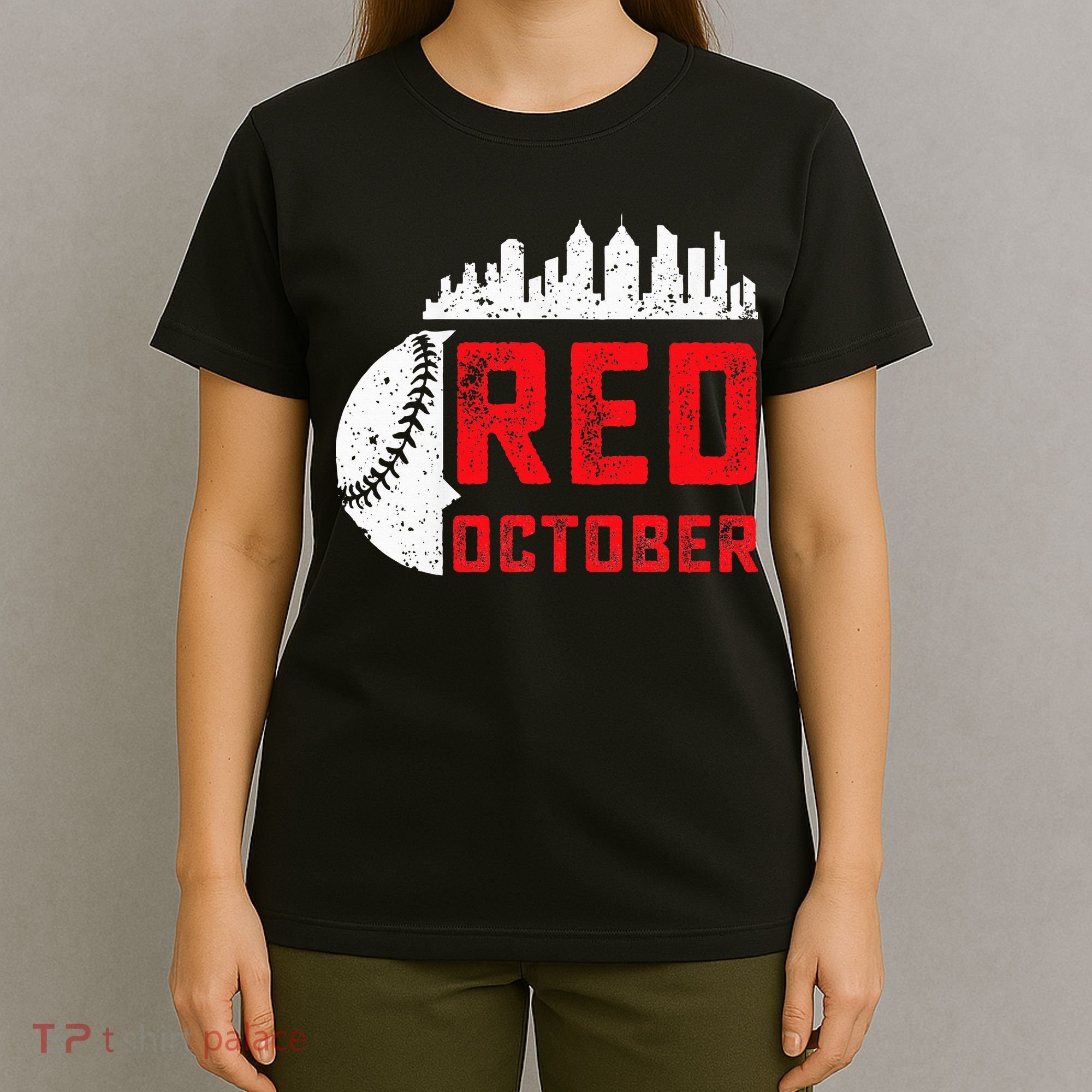 Red October Philly Philadelphia Baseball Retro Skyline T-Shirt