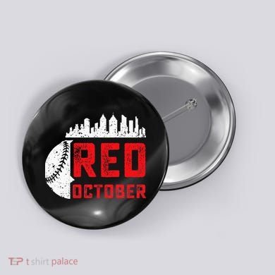 Red October Philly Philadelphia Baseball Retro Skyline Button
