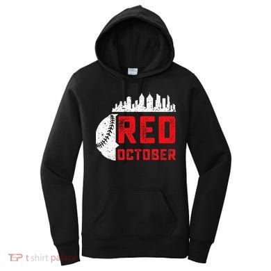 Red October Philly Philadelphia Baseball Retro Skyline Women's Hoodie