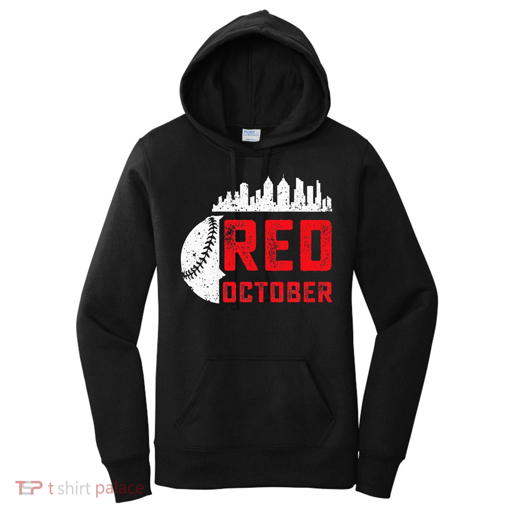 Red October Philly Philadelphia Baseball Retro Skyline Women's Hoodie
