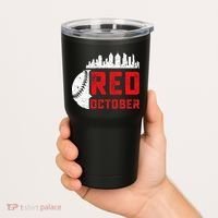 Red October Philly Philadelphia Baseball Retro Skyline Tumbler thumb 2