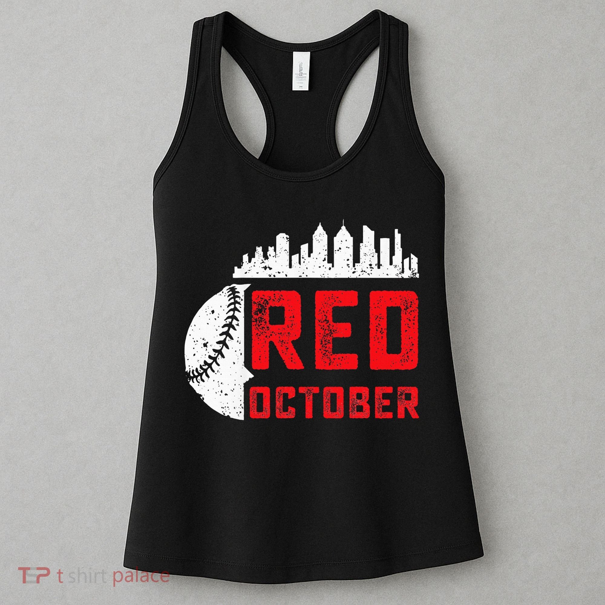 Red October Philly Philadelphia Baseball Retro Skyline Women's Tank Top