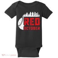 Red October Philly Philadelphia Baseball Retro Skyline Baby Bodysuit thumb 0