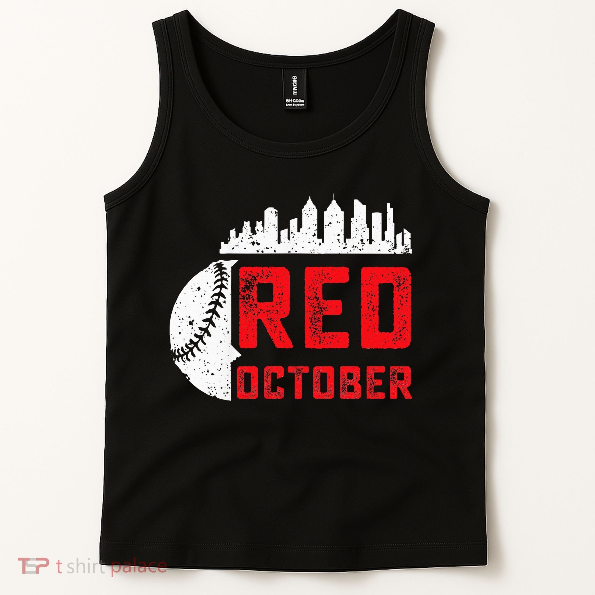 Red October Philly Philadelphia Baseball Retro Skyline Tank Top