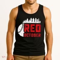 Red October Philly Philadelphia Baseball Retro Skyline Tank Top thumb 3