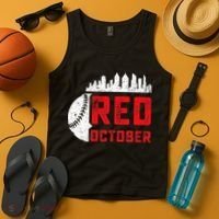 Red October Philly Philadelphia Baseball Retro Skyline Tank Top thumb 4