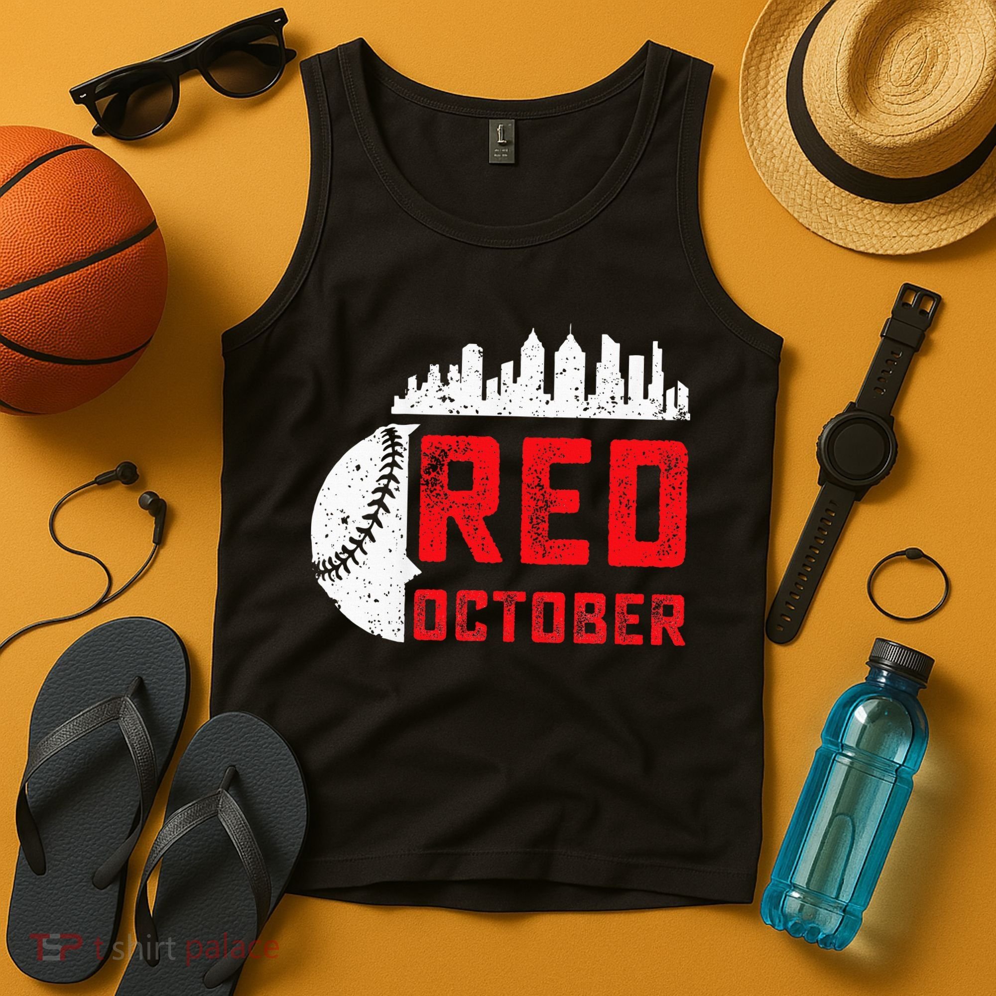 Red October Philly Philadelphia Baseball Retro Skyline Tank Top