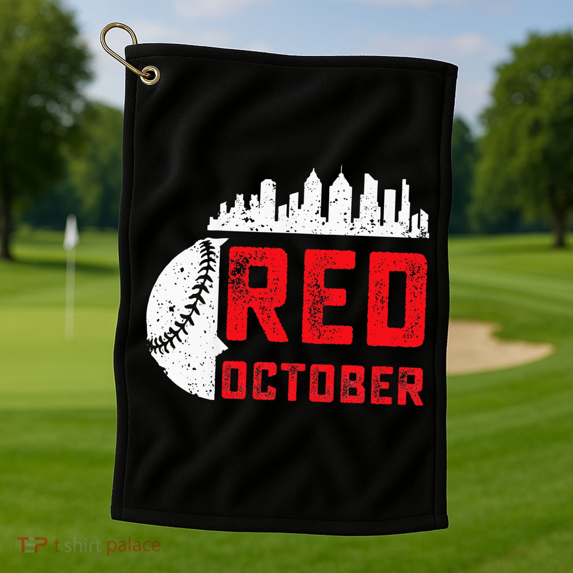 Red October Philly Philadelphia Baseball Retro Skyline Golf Towel