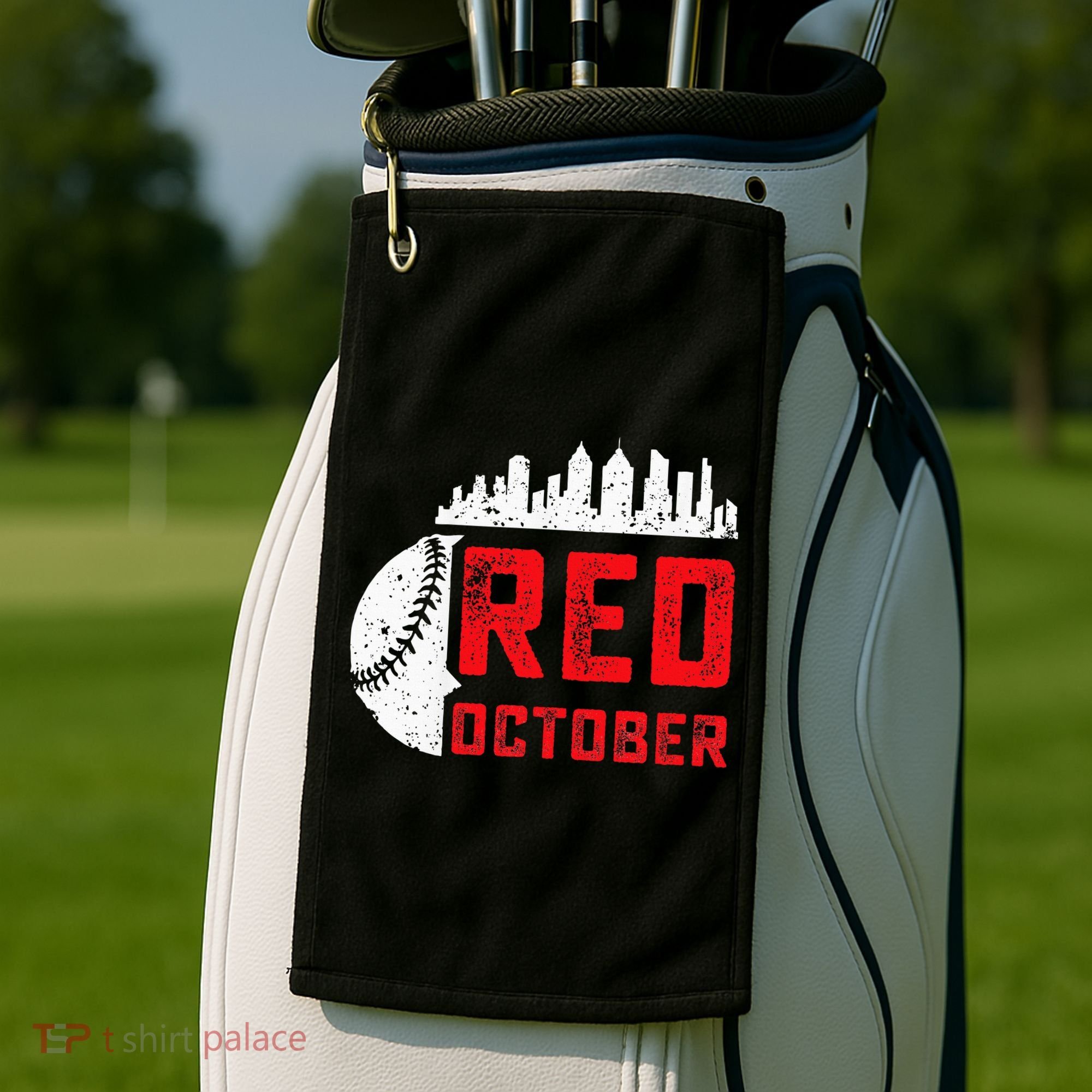 Red October Philly Philadelphia Baseball Retro Skyline Golf Towel