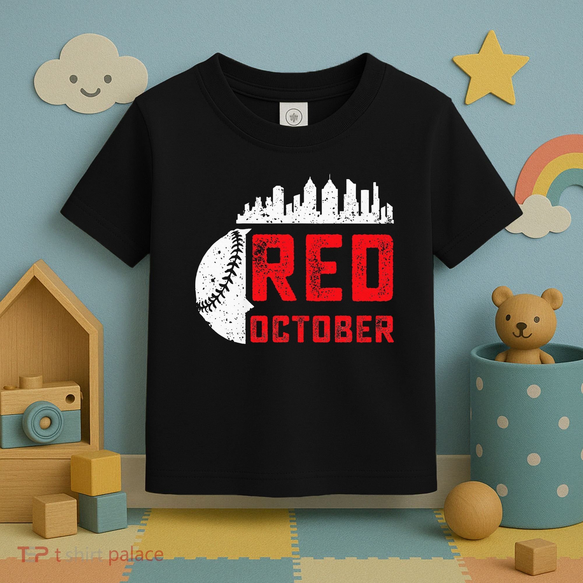 Red October Philly Philadelphia Baseball Retro Skyline Toddler T-Shirt