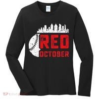 Red October Philly Philadelphia Baseball Retro Skyline Women's Long Sleeve Shirt thumb 0