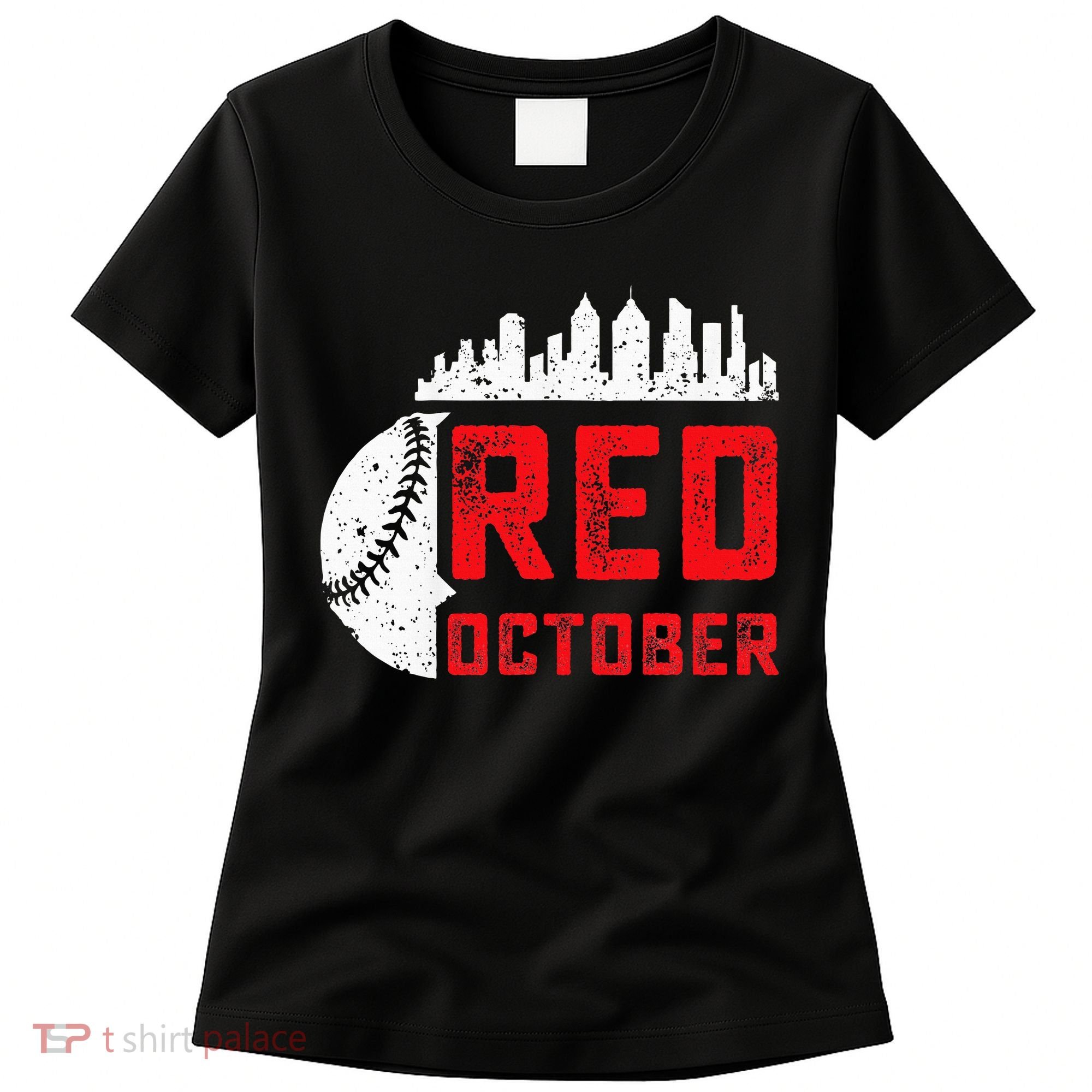 Red October Philly Philadelphia Baseball Retro Skyline Women's T-Shirt