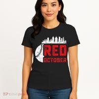 Red October Philly Philadelphia Baseball Retro Skyline Women's T-Shirt thumb 4