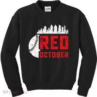 Red October Philly Philadelphia Baseball Retro Skyline Kids Sweatshirt thumb 0