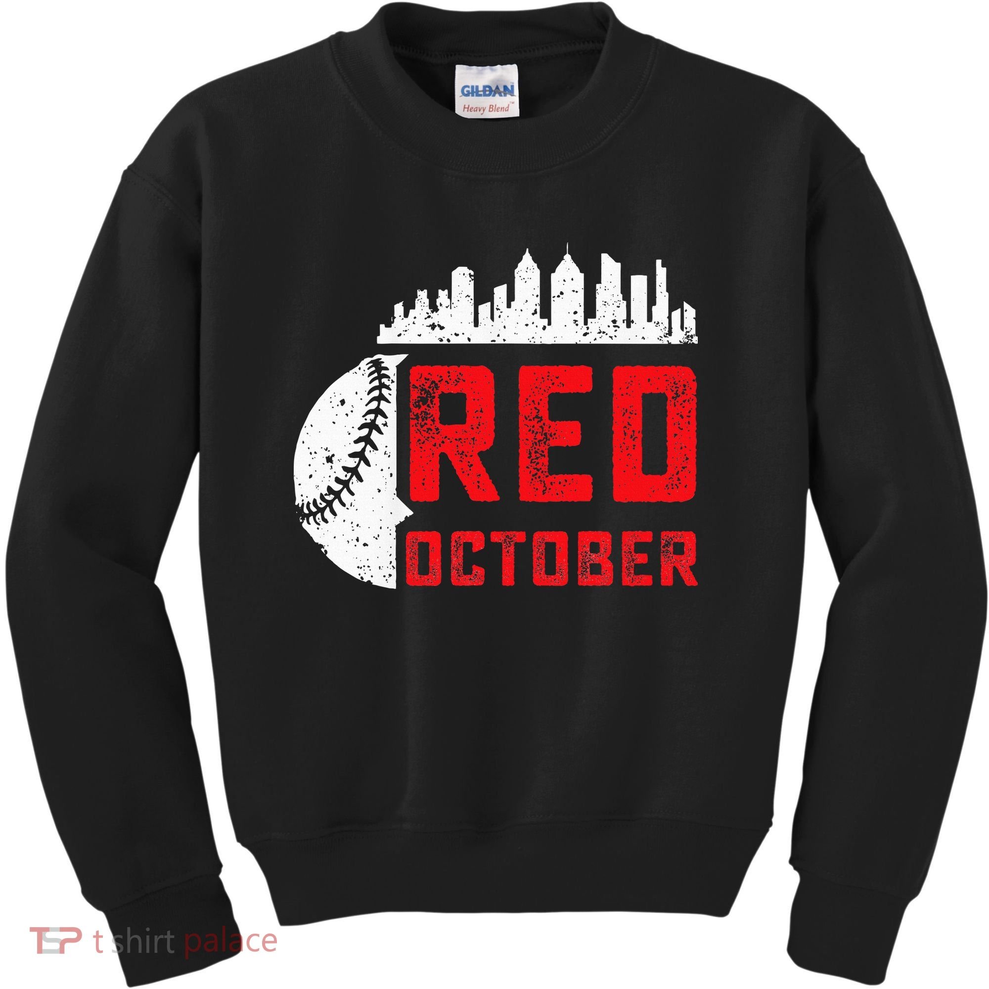 Red October Philly Philadelphia Baseball Retro Skyline Kids Sweatshirt