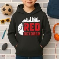 Red October Philly Philadelphia Baseball Retro Skyline Kids Hoodie thumb 2