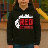 Red October Philly Philadelphia Baseball Retro Skyline Kids Hoodie thumb 3