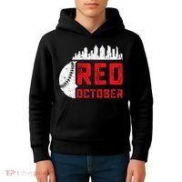 Red October Philly Philadelphia Baseball Retro Skyline Kids Hoodie thumb 4