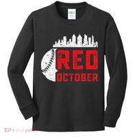 Red October Philly Philadelphia Baseball Retro Skyline Kids Long Sleeve Shirt thumb 0