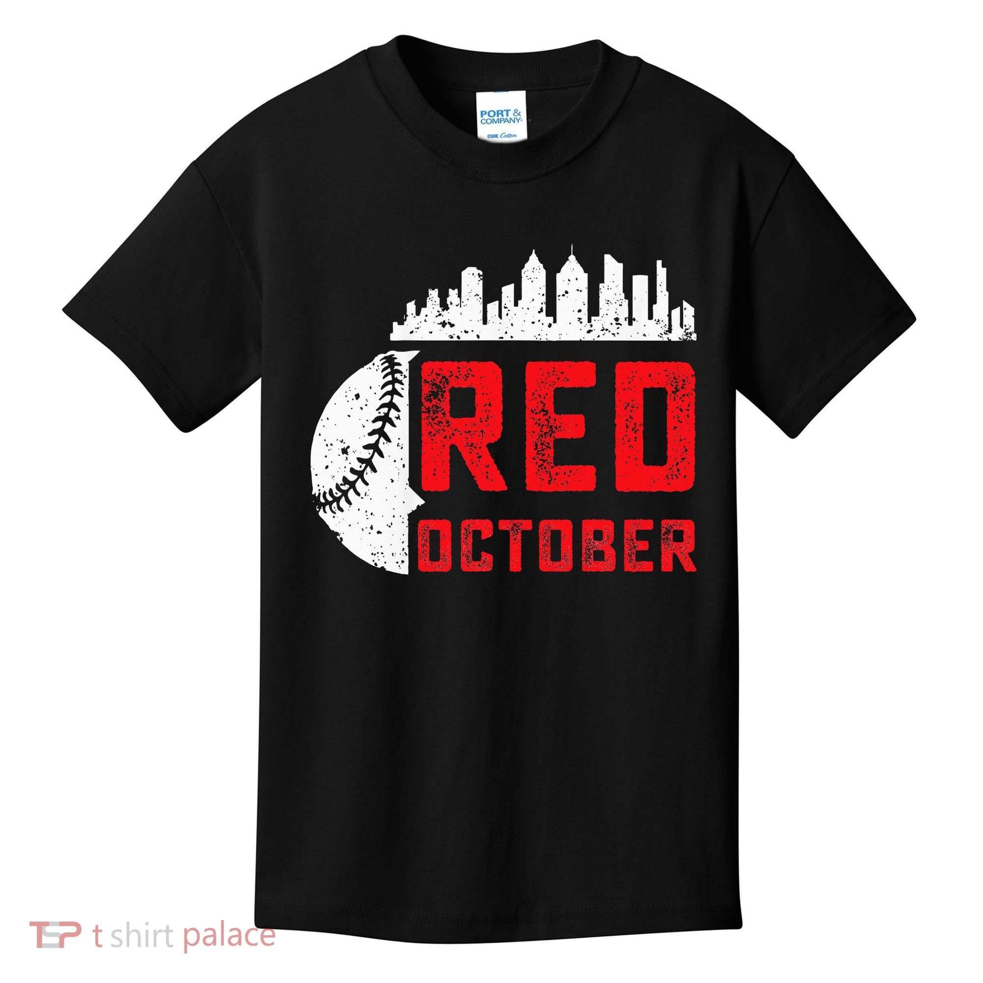 Red October Philly Philadelphia Baseball Retro Skyline Kids T-Shirt