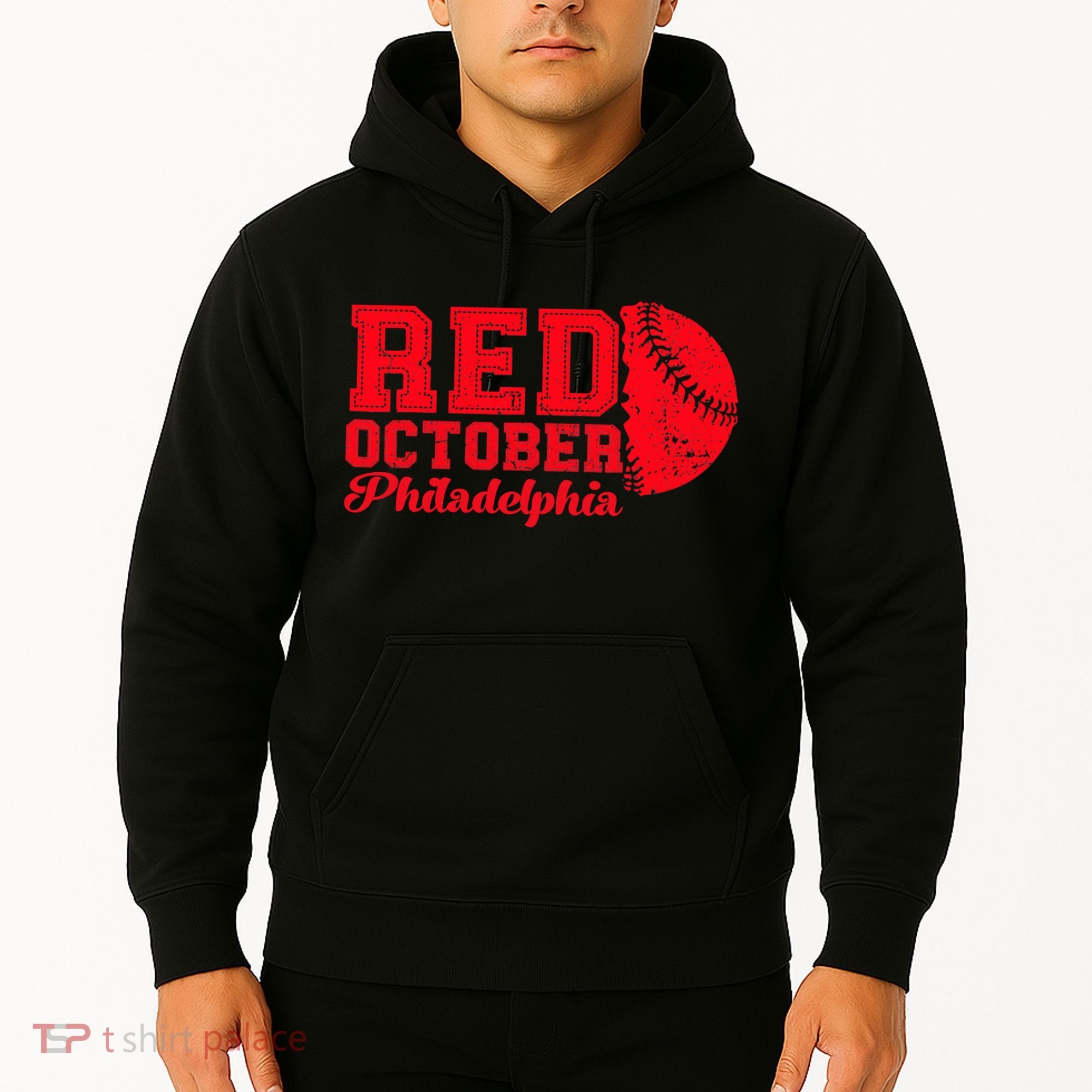 Red October Philadelphia Skyline Retro Philly Cityscap Hoodie