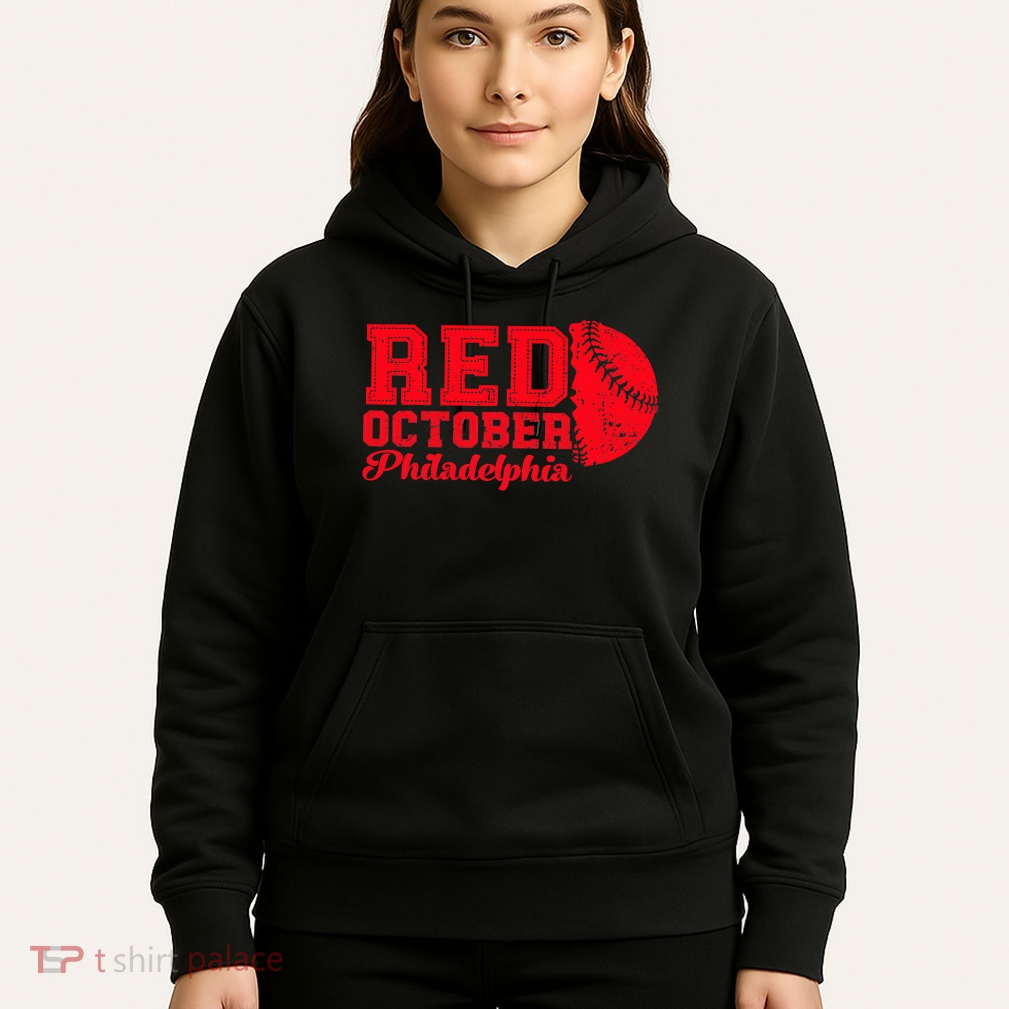 Red October Philadelphia Skyline Retro Philly Cityscap Hoodie