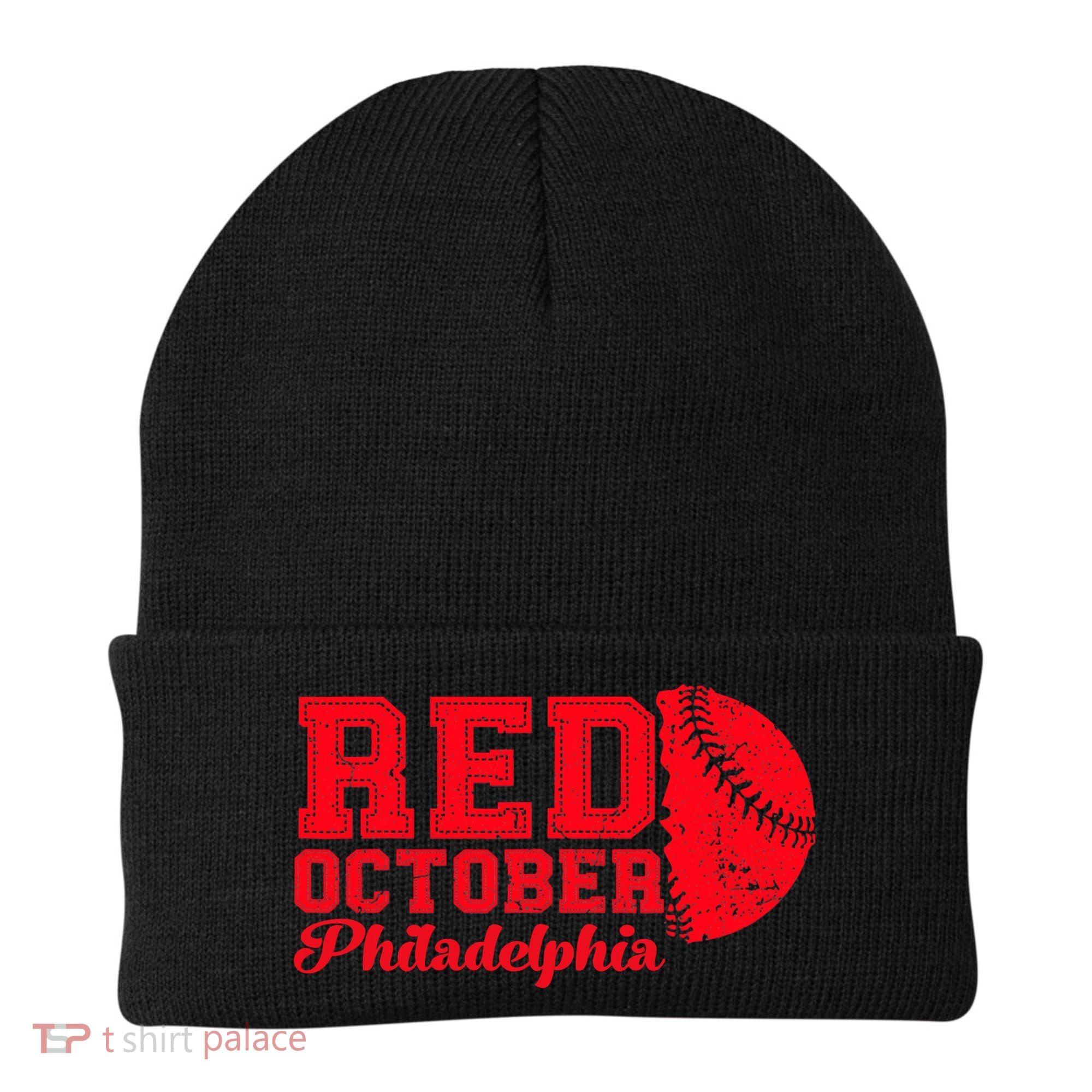Red October Philadelphia Skyline Retro Philly Cityscap Beanie